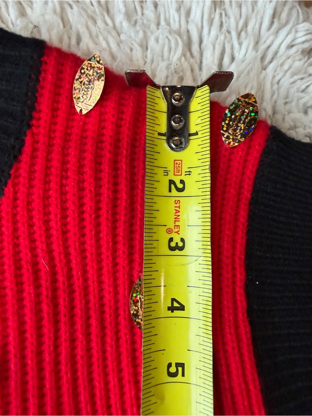 NWT Queen of Sparkle 'Down Set Sparkle' Sweater Vest Black Red Game Day Shirt - Picture 7 of 9